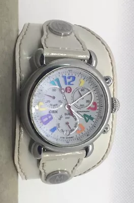 Authentic Michele CSX Carousel Leather Saddleback Chronograph Steel MW03M00A0933 • $200