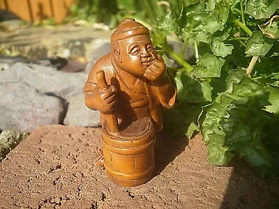 Hand Carved Wood Netsuke Japanese Chef Tastes The Soup Collectable Figure • £24.99