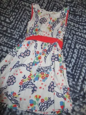 Euc Mini Boden Linen Blend Colorful Floral Dress With Sash Girl 5 To 6 Y • $23.99