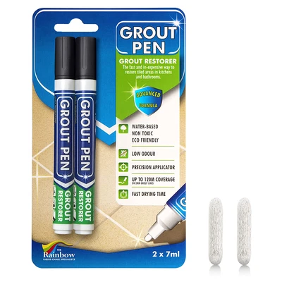£8.86 • Buy Twin Pack BLACK Grout Pen - Designed For Restoring Tile Grout In Bathrooms &