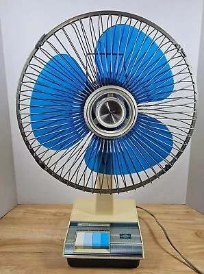 Vintage Galaxy 12  Oscillating 3 Speed Fan Blue Blades • $64.99