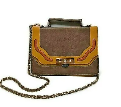 Melie Bianco Womens Brown Orange Envelope Handbag Crossbody Purse Small EUC • $21.15