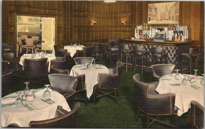 Boston Mass. Postcard THE SOMERSET RESTAURANT  Men's Cafe  Tichnor Linen • $4.50