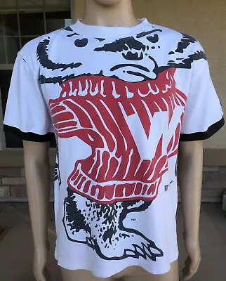 Vintage 90s Wisconsin Badgers The Game Big Logo 2 Sided All Over Print Shirt • $73.50