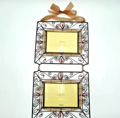 Pier One Multi Photo Metal Jeweled Ribbon Wall Hanging Picture Frame NIB • $24