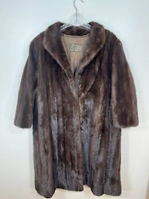 Classic MINK Fur Coat Dark Brown Black Womens 2XL Extra Large Jacket Stroller • $500