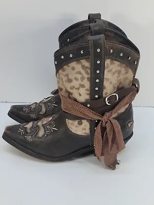 Rockin Country Collection Cowgirl Boots Size9M Animal Print Studs RC5005 • $50