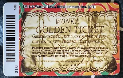 WILLY WONKA Golden Ticket V2 — RARE Card Coin Pusher Arcade & Chocolate Factory • $45.95