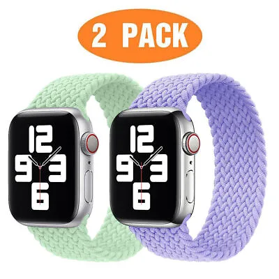$10.99 • Buy 2Pack Elastic Braided Solo Loop Strap Band For Apple Watch Series 8 6 SE 5 4 3 