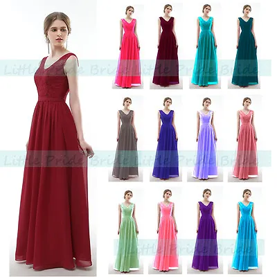£35.99 • Buy A-Line V-Neck Lacy Floor-length Chiffon Bridesmaid Dress With 6-22 (JS52)