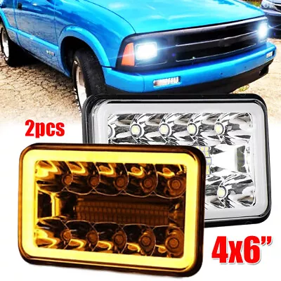 2x 4x6  LED Headlights Hi-Lo Sealed Beam Halo DRL Fit Chevy S10 Blazer 1994-1997 • $38.11