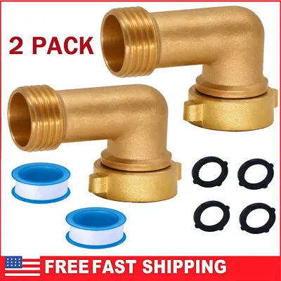 2 Pack Garden Hose Elbow Connector 90 Degree Brass Hose Elbow 3/4inch Heavy Duty • $12.99