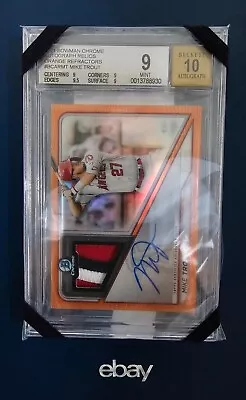 2021 Bowman Chrome Mike Trout Auto Relic Orange Refractor 12/25 BGS 9 Auto 10 • $975