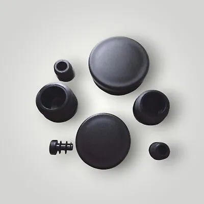 Round Plastic Blanking End Caps  Pipe Tube Inserts Plugs Bungs / Black • £3.20