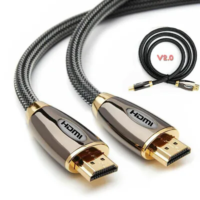 £35.95 • Buy Premium 4k Hdmi Cable 2.0 High Speed Gold Plated Braided Lead 2160p 3d Hdtv Uhd