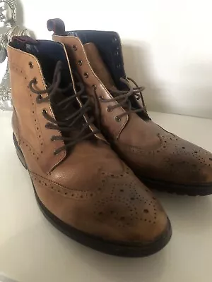 Mens Chelsea Brogue Ankle Boots  Tan Leather UK Size 11 • £15