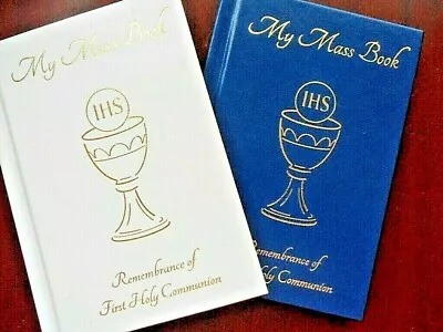 1st First Holy Communion Missal Prayer Book 122 Pages White / Blue Faux Leather • £4.45