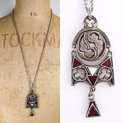 Vtg MIRACLE Large Medieval Gothic Pendant Chain Necklace Celtic Scottish Retro • £19.99