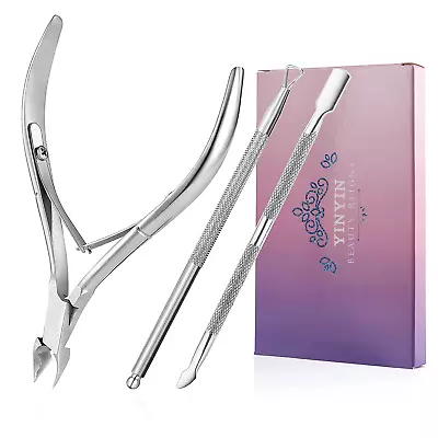 Cuticle Trimmer With Pusher - Remover Nippers Professional Stainless Steel And C • $9.53