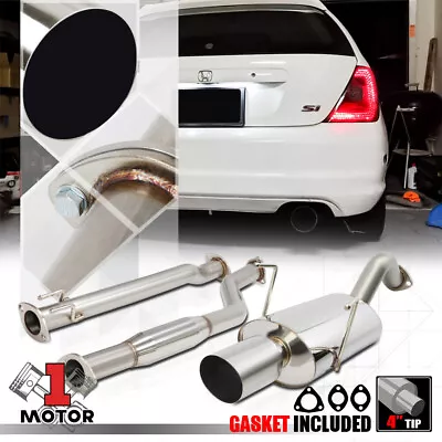 SS 4 Tip Oval Muffler Catback Exhaust System For 02-05 Honda Civic Si HB 2.0 EP3 • $130.89