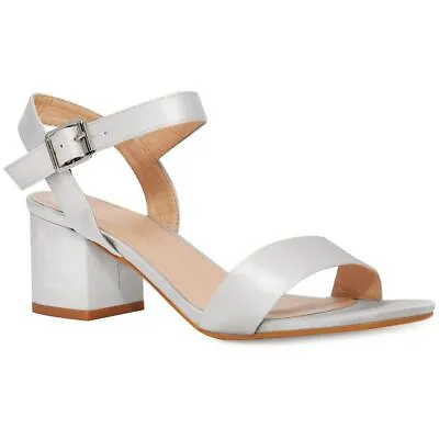 Ladies Mid High Heels Sandals Wedding Bridal Party Prom Evening Comfort Shoes Sz • £18.99