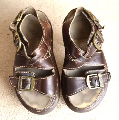 Dr. Martens Women's 6 M 38 Vintage 90's Leather Platform Sandals Brown England • $39.99