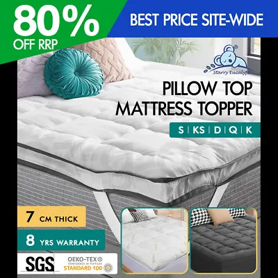 $46.95 • Buy S.E. Mattress Topper Pillowtop Luxury Bedding Mat Pad Cover All Sizes 7cm