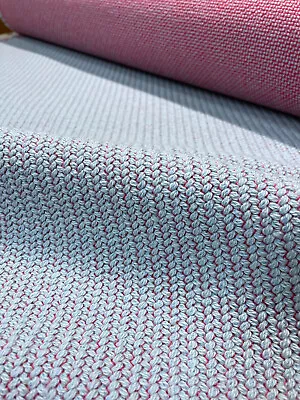 5.5 Yds Maharam Kvadrat Coda 722 Blue & Pink Heavy Woven Wool Upholstery Fabric • $275