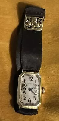 Vintage Tiffany 18k Gold Wristwatch Silk Band 18k  Clasp • $1400