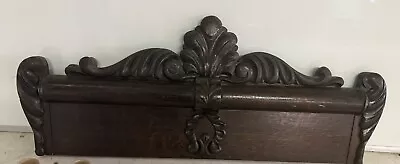 Antique Oak Wood Carved Wood Scroll ARCHITECTURAL Salvage Crown PEDIMENT 36.5” L • $199