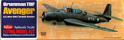 Guillows Balsa 1/30-scale Flying Model Kit Grumman Tbf Avenger Ww2 Usn Torpedo B • $19.96