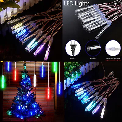 10cm 120 LED Lights Tube Meteor Shower Rain 10 Tube Xmas Tree Outdoor Multicolor • $11.45