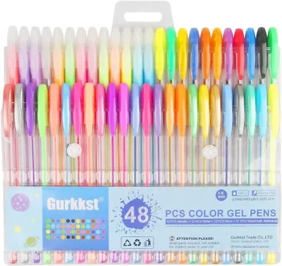 48 Pcs Color Gel Ink Pens Set 1.0mm Tip Range The Best Gel Pens Drawing Multi • £8.95