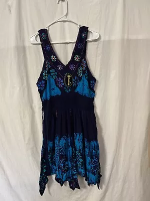 Women's Sleeveless Tank Dress Beach Purple Blue Floral Stretch Plus 2XL New • $12.99