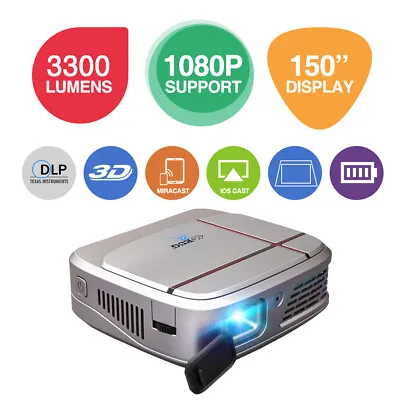 £243.80 • Buy 3300lms Full HD 3D DLP WiFi Projector Airplay For IPhone Home Cinema HDMI USB UK