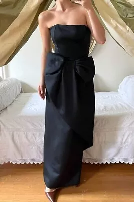 Vtg Victor Costa Bow Dress Black Gown Skirt Prom MNZ La Garconne Totokaelo Doen • $389.95