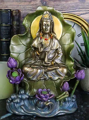 Bodhisattva Buddha Kuan Yin Seated On Lotus In Meditation Sculpture Statue • $38.99