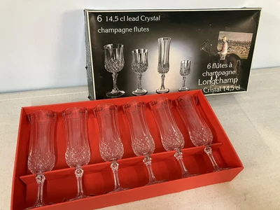 £28.50 • Buy Cristal D'Arques Longchamp Champagne Flutes / Glasses  14.5cl.  Set Of 6