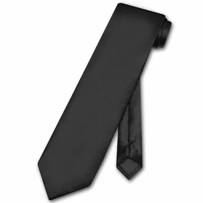 Biagio NeckTie EXTRA LONG Solid BLACK Color Mens XL Tall 63 Inch Neck Tie • $18.95