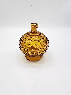 Vintage MCM LE Smith Amber Glass Moon And Stars Candy Dish W/ Lid • $22