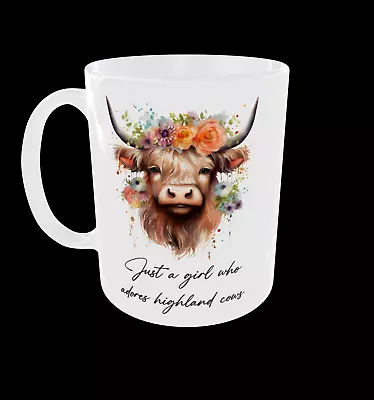 Cute Highland Cow Mug Personalised Optional Ladies Mens Birthday Gifts • £9.99