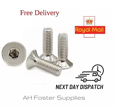 £2.99 • Buy M5 M6 M8 M10 Countersunk Screws A4 Stainless Steel Allen Key Socket Bolt Din7991