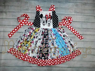 NEW Boutique Mickey Minnie Mouse Girls Sleeveless Ruffle Twirl Dress • $19.99