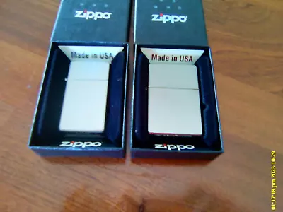 ZIPPO Lighters X 2 Black Ice + Slim Satin Chrome - NEW • $98