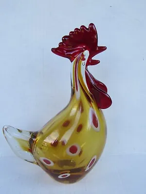 Rooster Chicken Hen Murano Style Art Glass Hand Blown Figurine Pepper Weight 10  • $14