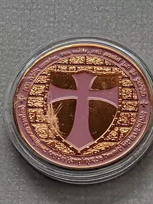 Crusader Coin - Knights Templar Cross Shield - Pink In Plastic Case As New • $12