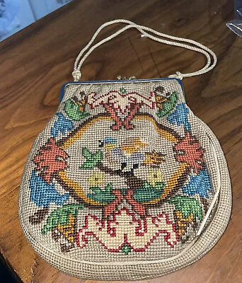 £20 • Buy Beautiful Vintage Petit Point Tapestry Embroidery Evening Bag - 1920s