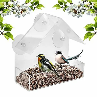 £6.95 • Buy Glass Window Bird Feeder Table Seed Peanut Hanging Suction Perspex Clear Viewing