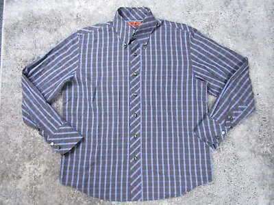 Marc Ecko Long Sleeve Plaid Dress Shirt Mens Small Collared Blue Casual Top • $9.50