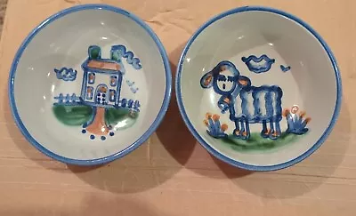 2 M.A. Hadley Pottery Cereal/Soup Bowls.  Farmhouse House Sheep  5.5”D • $19.99